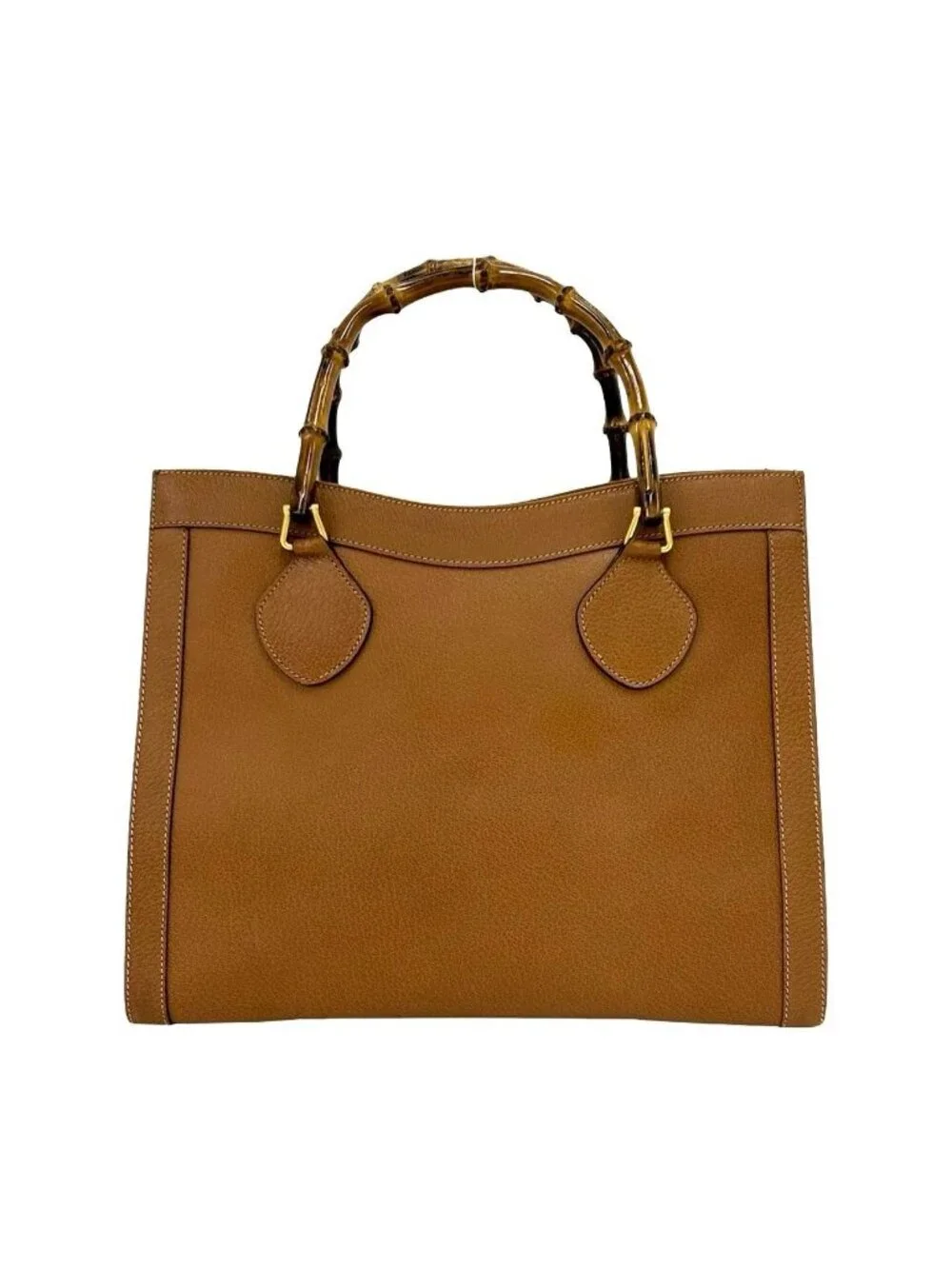 Gucci Vintage Bamb Leather Tote Business Brown